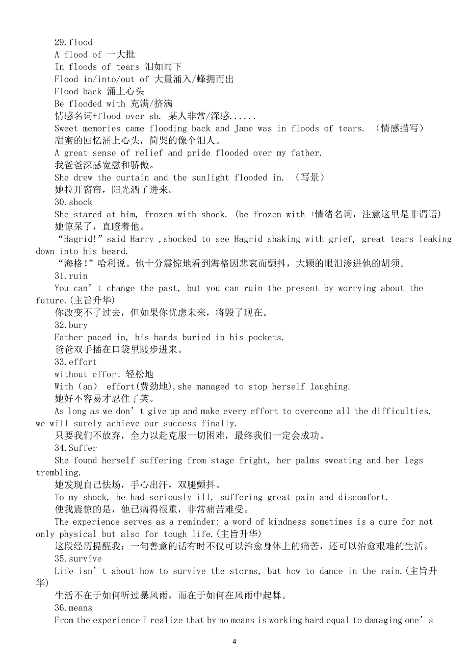 高中英语人教版必修一超重点单词在读后续写中的应用（共38个）_第4页