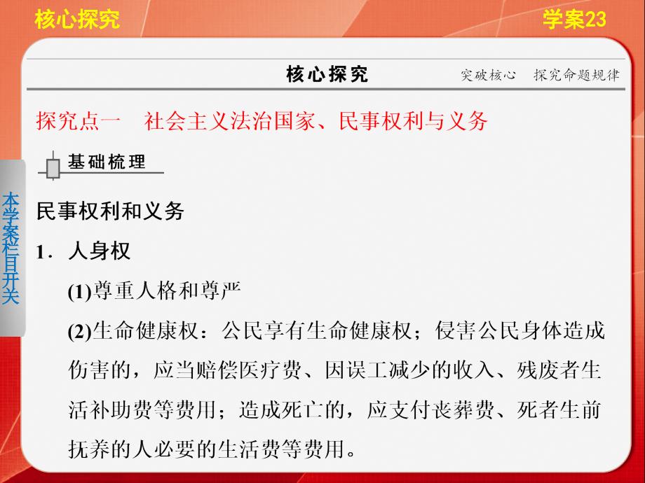 高三政治二轮专题复习学案课件：专题5 学案23 生活中的法律常识_第4页