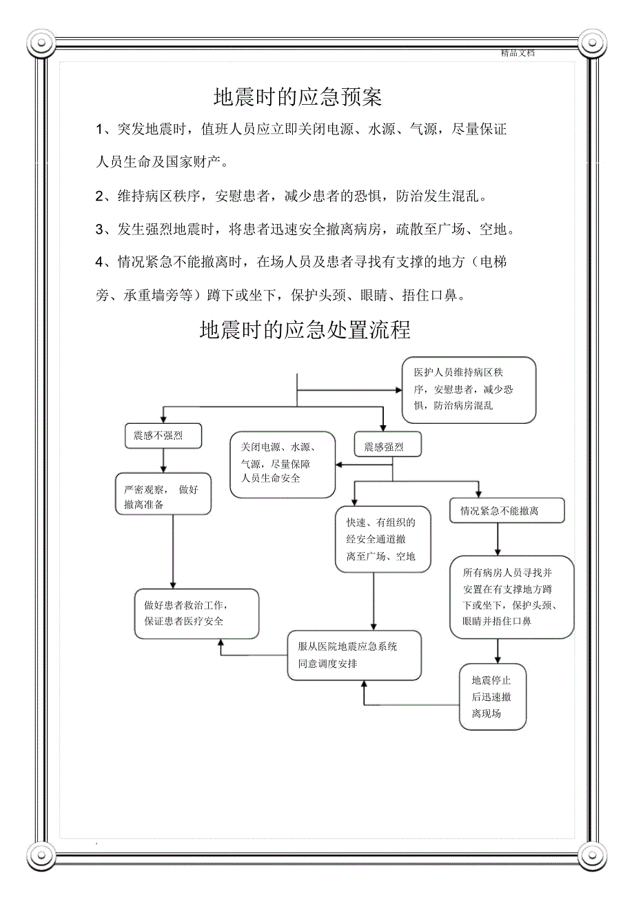 医院停水、停电、地震、火灾应急预案及处理程序流程图_第2页